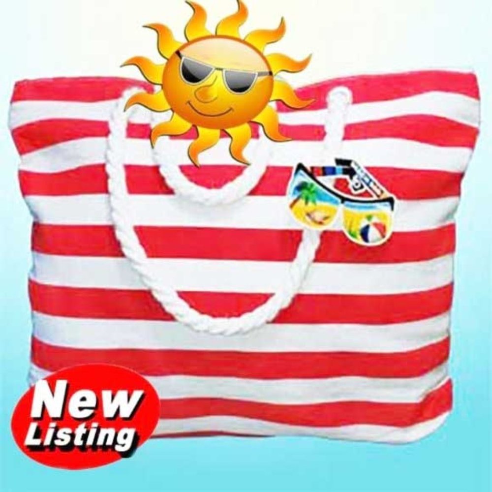 LARGE CANVAS BEACH TOTE-NWT